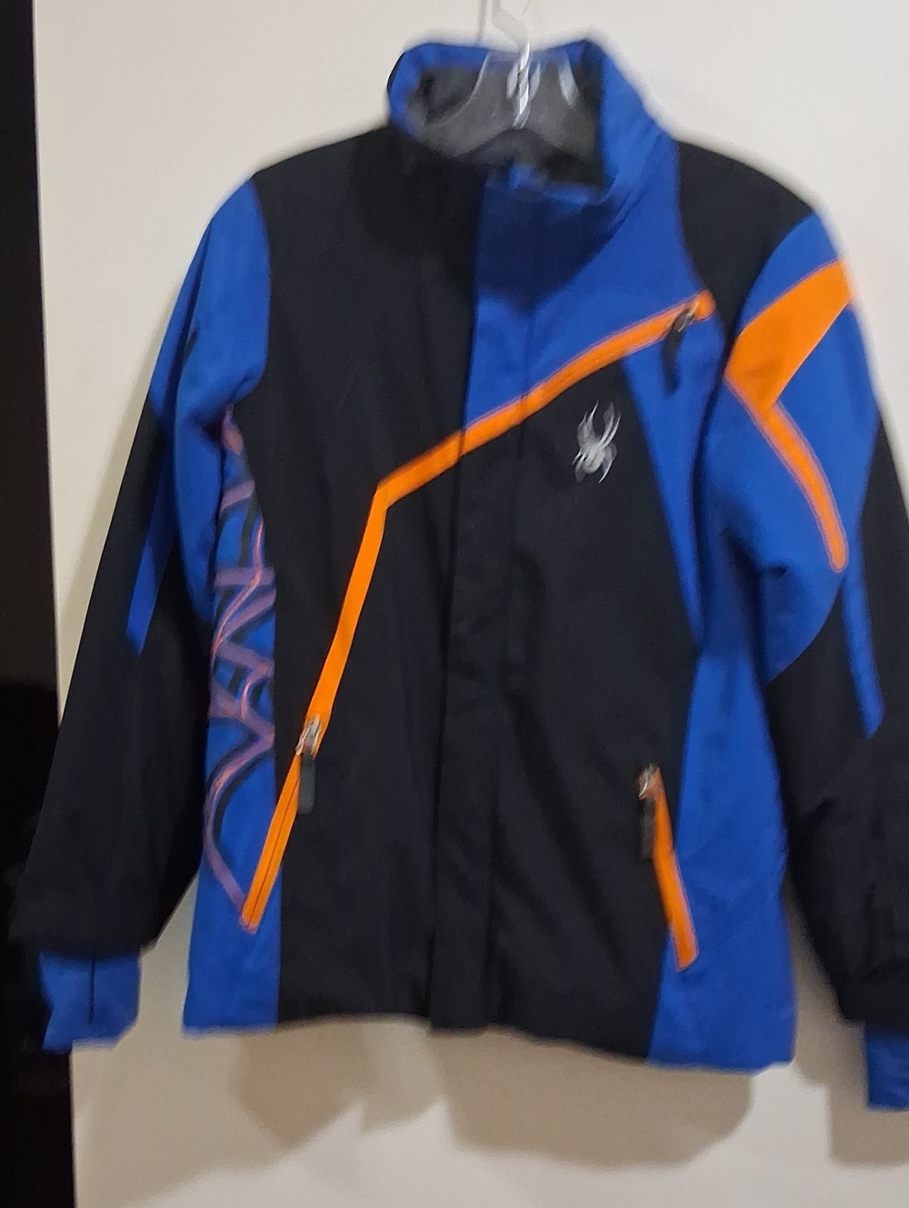 Spyder Boys Challenger Black, Blue & Orange Ski Jacket Size 14.